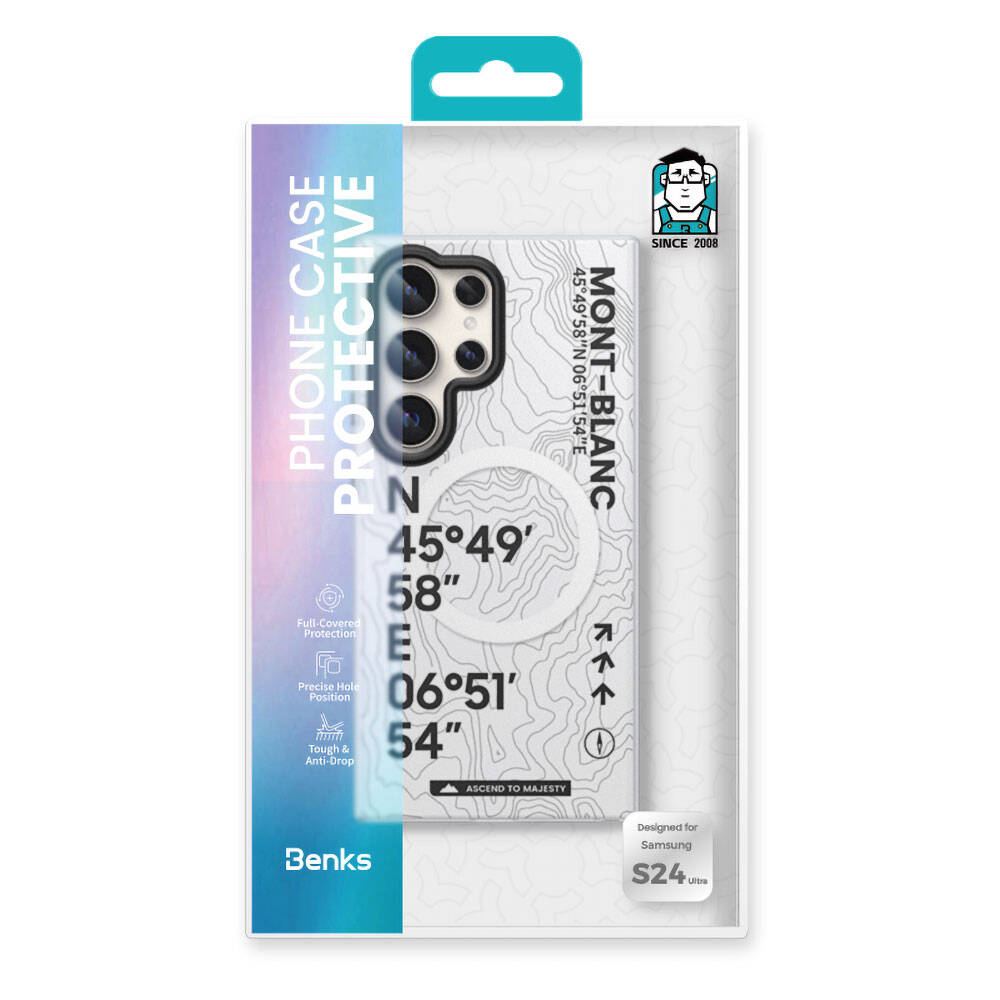 Benks Summit Serisi Galaxy S24 Ultra M-safe Şarj Özellikli Koordinat Yazı Desenli Kılıf Benks Summit Serisi Galaxy S24 Ultra M-safe Şarj Özellikli Koordinat Yazı Desenli Kılıf